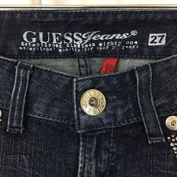 Vintage Guess Daredevil Rhinestone Bootcut Jeans Size 27 - Picture 2 of 8